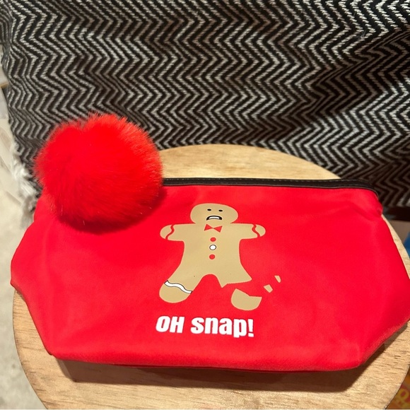 Mad Love Red Gingerbread Zipper Bag with Oh Snap, Red PomPom Brand New - Picture 3 of 3